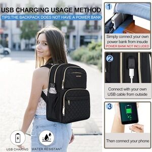 Empsign laptop backpack with USB port - dimensions in photos FLORAL pattern